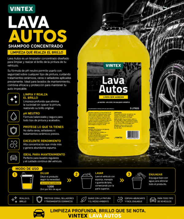 Producto - Vintex Lava Autos 5L Shampoo pH Neutro Profesional Alto Rendimiento