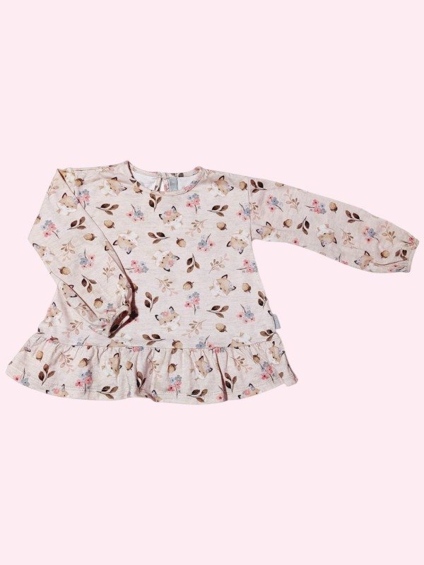 Producto - Remera manga larga marron claro con zorrito Mimo 2 años