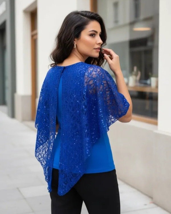 Producto - Blusa de Encaje con Manga punta pico Señora - 7