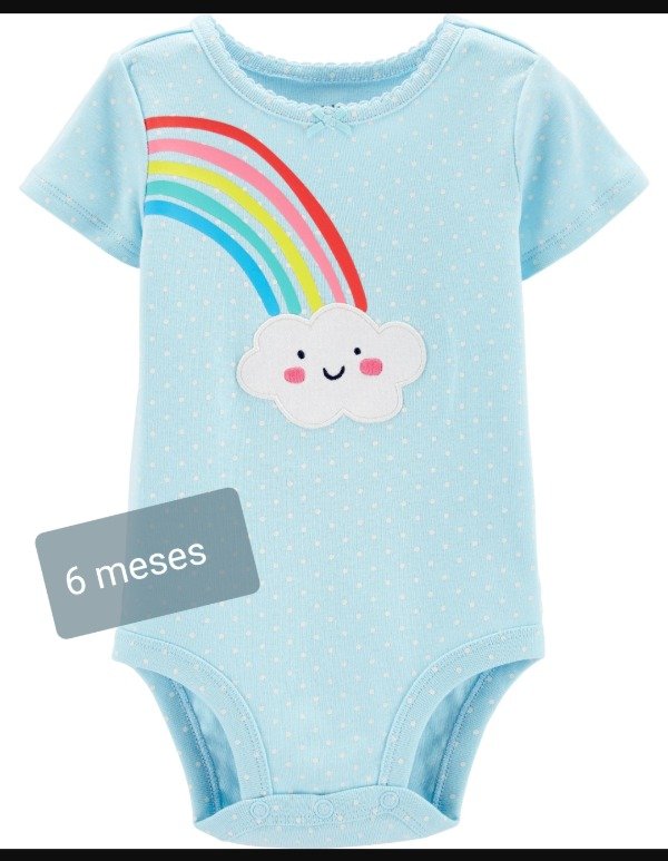 Body carters manga corta 6 meses bordado arco iris