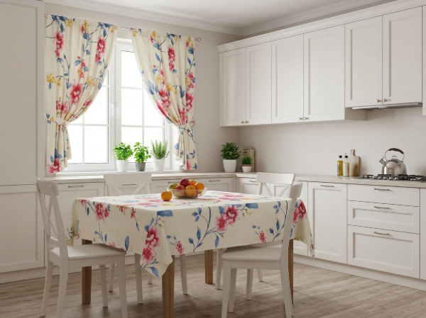 Producto - SET MANTEL + CORTINAS DE COCINA COMPOSEÉ FLOREADO