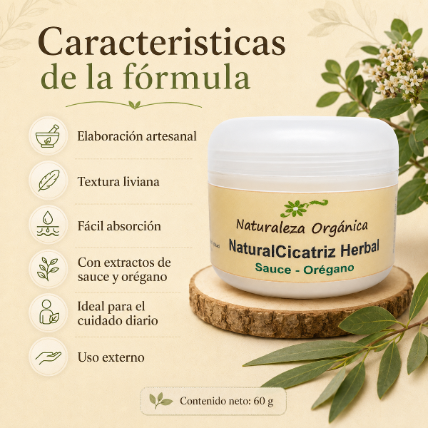 Producto - Crema Regeneradora NaturalCicatriz Herbal con Sauce y Orégano - 5