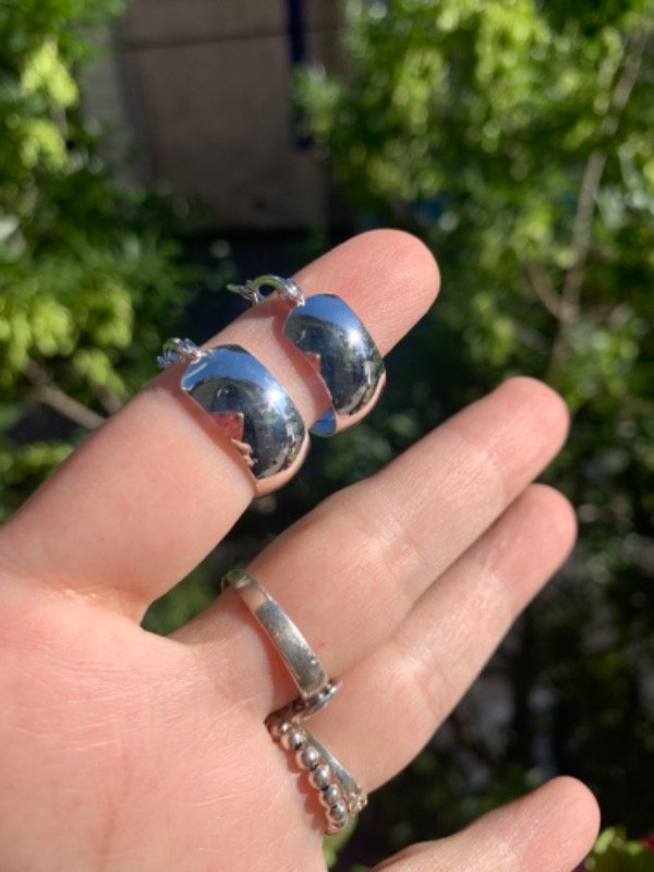 Producto - 1 par de aros tubo de acero blanco - 0
