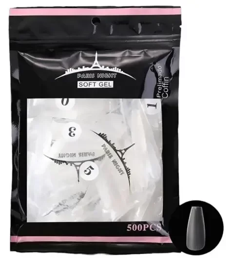 Producto - Tips soft gel Paris Night bolsa negra coffin x 500
