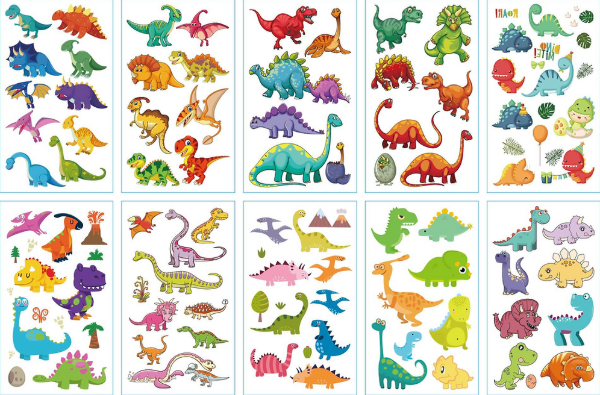 Producto - Tatuaje temporal dinosaurio kawai x 10 planchas