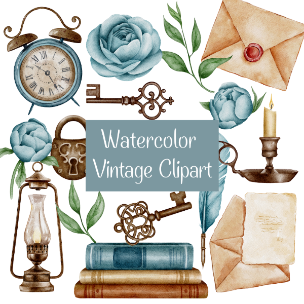 Producto - Clipart Vintage en Acuarela - Imágenes PNG - RET15