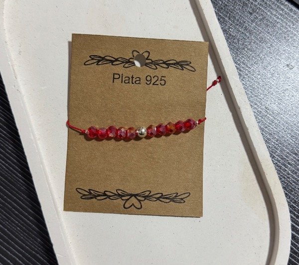 Producto - Pulsera cristales rojo y bola de plata