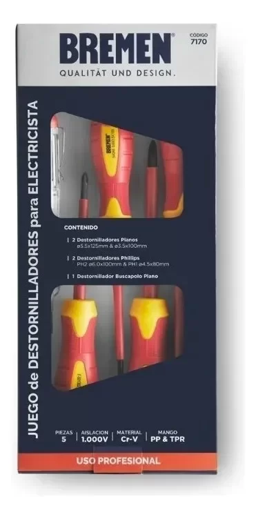 Producto - JUEGO DE DESTORNILLADOR PARA ELECTRICISTA BREMEN