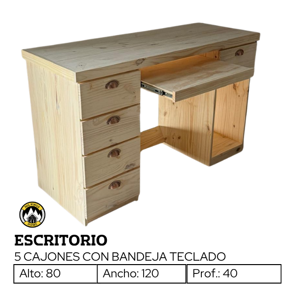 Producto - ESCRITORIO 5 CAJONES CON BANDEJA TECLADO