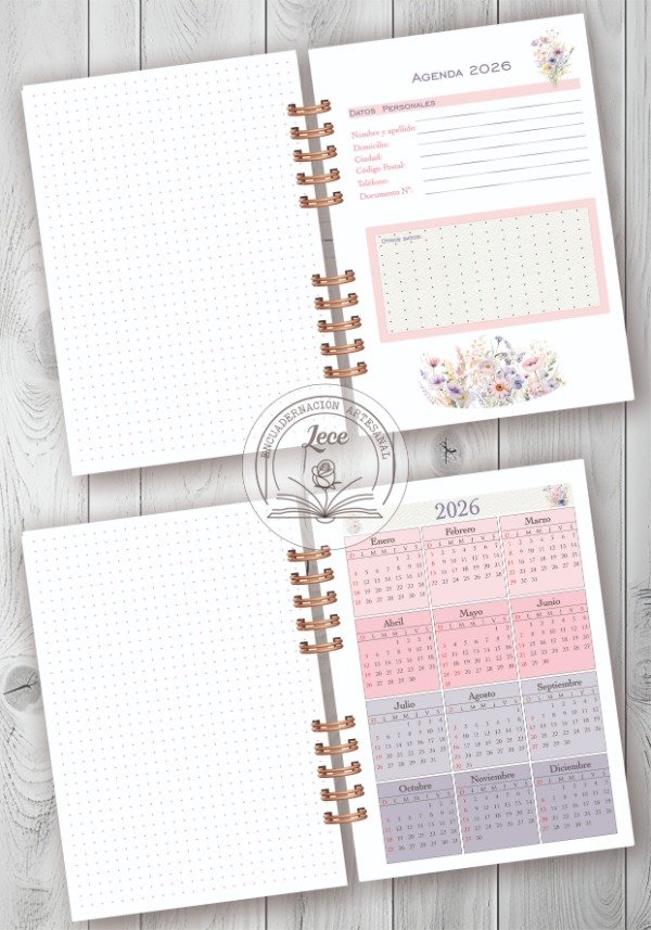 Producto - Imprimible interior Agenda 2026 Flores Silvestres - semana a la vista