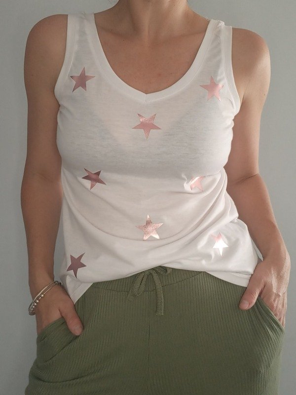 Producto - Musculosa mini stars rosa metal