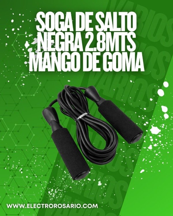 Producto - SOGA DE SALTO NEGRA 2.8MTS MANGO DE GOMA