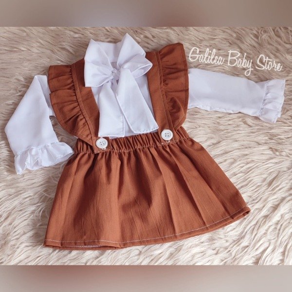 Producto - FALDA CON TIRANTES DE TUSOR EN TERRACOTA