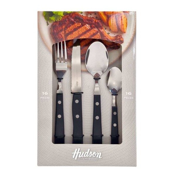 Producto - SET DE 16 CUBIERTOS HUDSON DAILY ACERO Y MADERA - 2