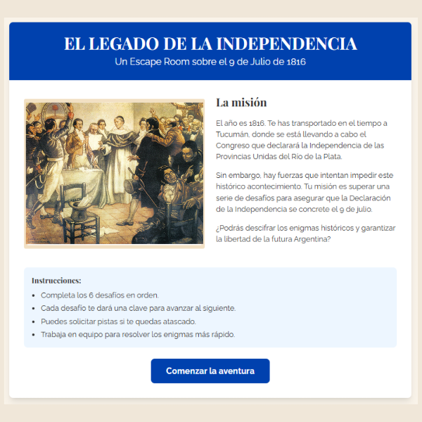 Producto - Escape Room Secundaria Día de la Independencia