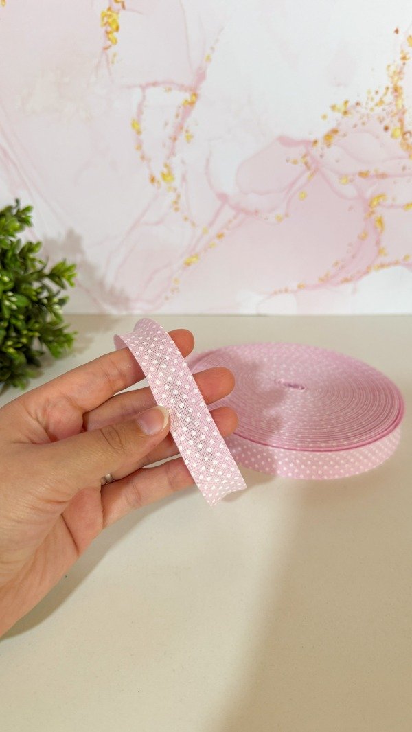 Producto - Cinta bies puntitos rosa - 3mts