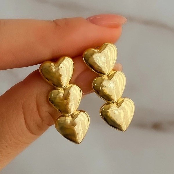 Producto - AROS 3 CORAZONES DORADO