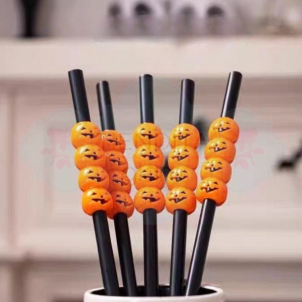 Producto - BOMBILLAS DE PLASTICO REUTILIZABLE CALABAZA/ CALAVERA/ ESQUELETO - 4