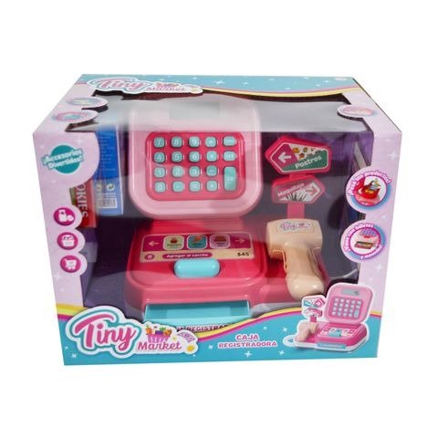 Producto - CAJA REGISTRADORA CON ACCESORIOS A PILA TINY EN CAJA 24X18CM