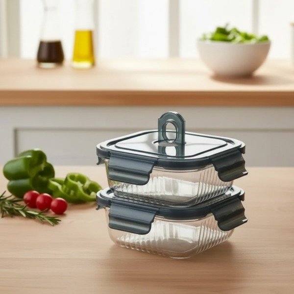 Producto - SET DE 2 HERMETICOS IGUALES BOROSILICATO GRUESO 370ML - 0