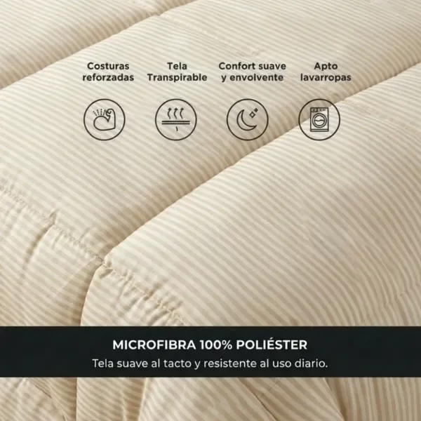 Producto - Acolchado Queen Gadnic Rieti 4 Estaciones Rayado Beige 230x240 - 2