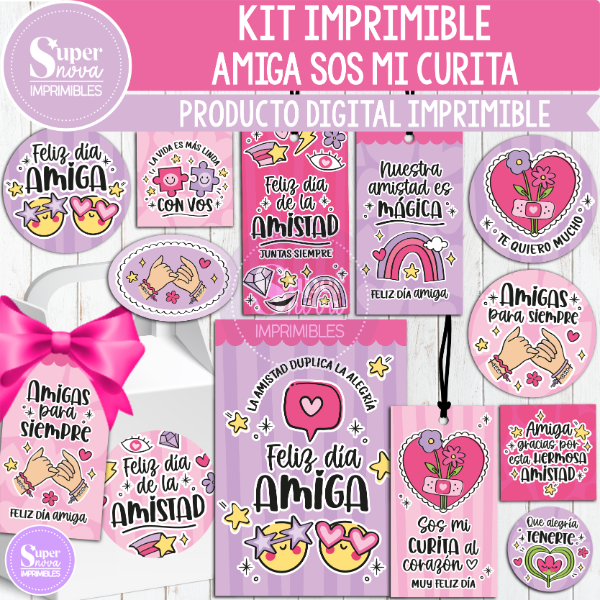 Producto - KIT IMPRIMIBLE DÍA DE LA AMISTAD AMIGA SOS MI CURITA