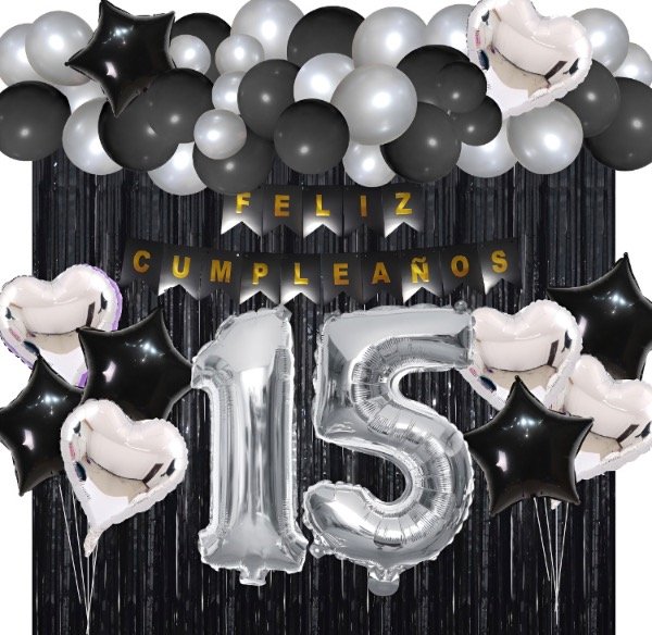 Producto - Super combo de Cumpleaños Plateado y negro