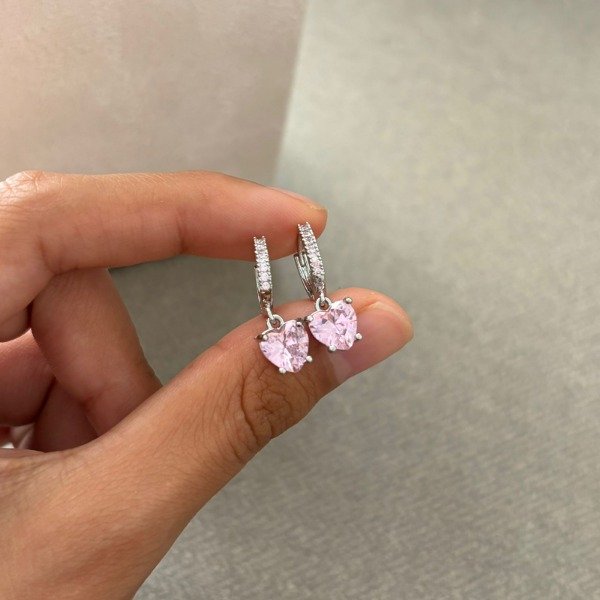 Producto - Argollas Corazón Rosa Strass