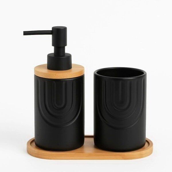 Producto - set de baño 3pcs cermica/bambu