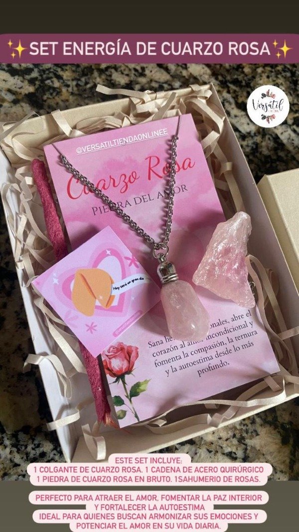 Producto - Set energía de cuarzo rosa