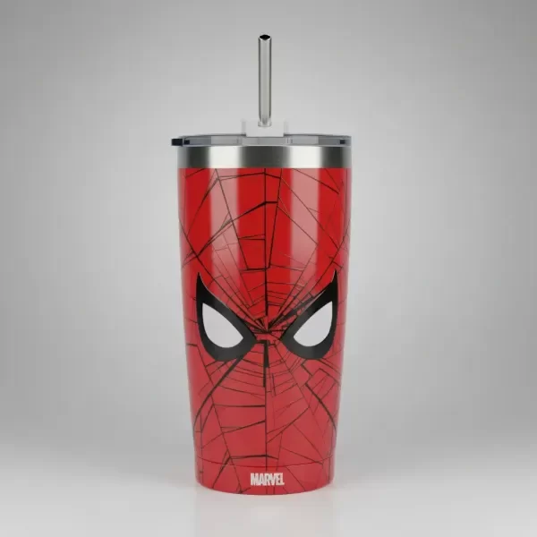 Producto - VASO TERMICO SPIDERMAN CON SORBETE DE ACERO INOXIDABLE