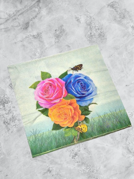 Producto - Servilletas de papel para Decoupage "Flores fondo verde"