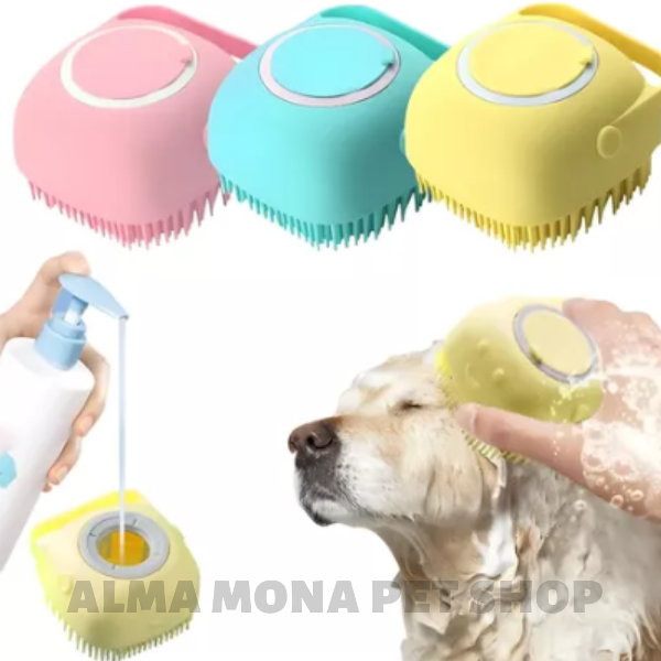 Producto - Cepillo Para Bañar Mascotas de Silicona Dispensador de Shampoo