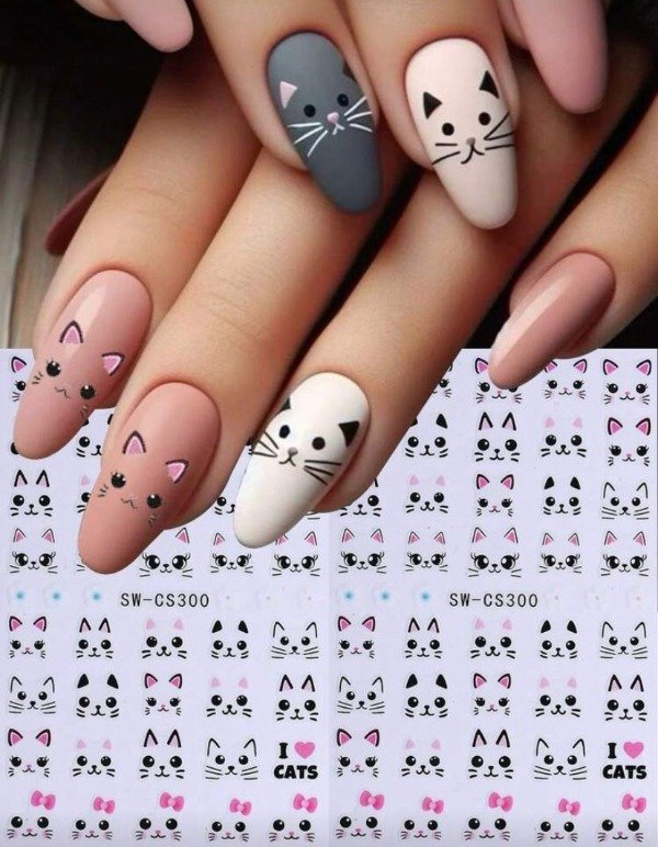 Producto - Stickers carita michi rosa