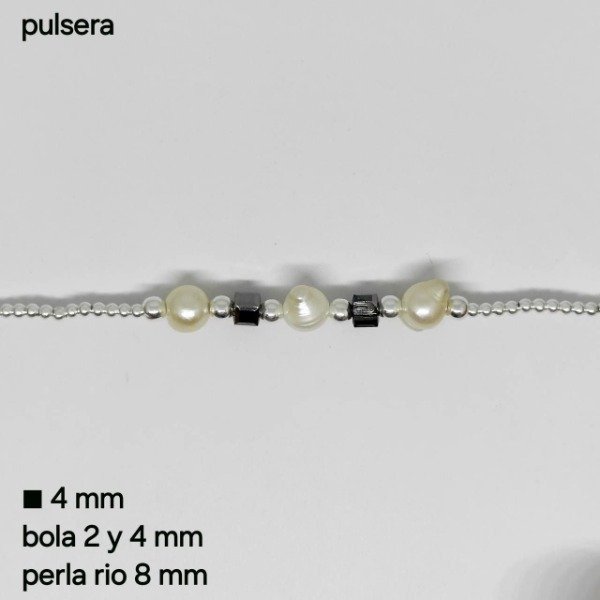 Producto - PUL #PER Pulsera Perla 8mm y Cubo 4mm (DOLÁR)