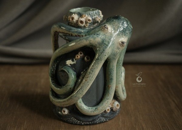 Producto - Candelabro De Cerámica Pulpo Escultura Artesanal Decoración - 11