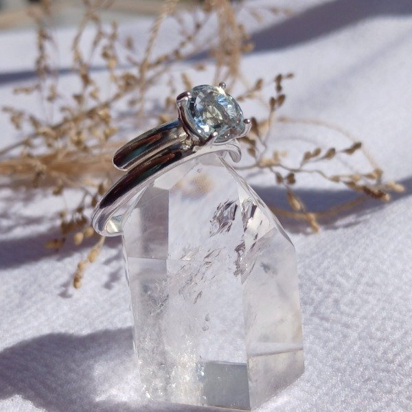 Producto - Anillo Plata 925 Berilo Aguamarina Ajustable - 9