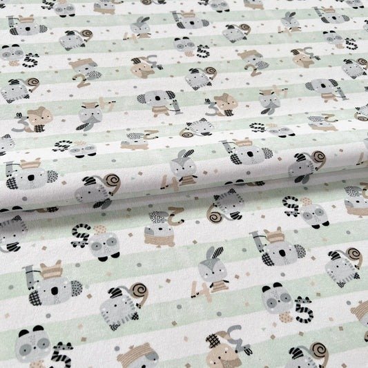 Producto - Interlock Animalitos Rayado Verde xkg