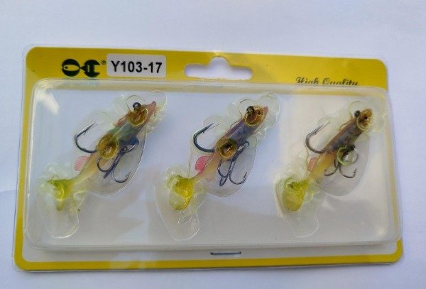 Producto - KIT SEÑUELOS DE SILICONA X3 UNIDADES 6CM MARURI Y103-17