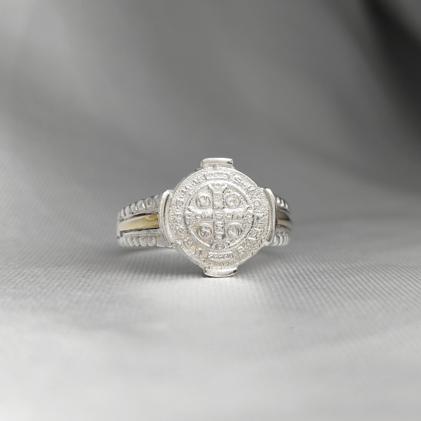 Producto - Anillo San Benito Plata 925 y Oro Redondo - 3