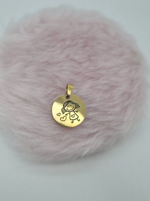 Producto - Dije acero dorado medallita niña