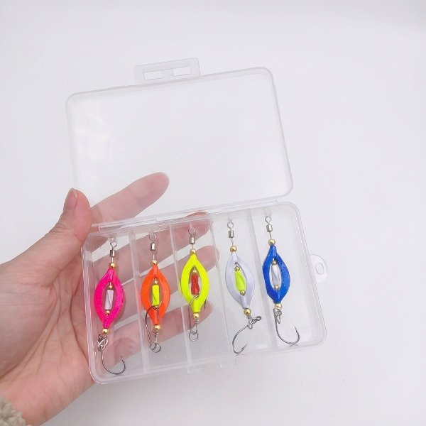 Producto - Señuelo Cuchara Spinner Caja x 5 unidades 3gr Brillantes Luz Solar Bajo Agua - 1