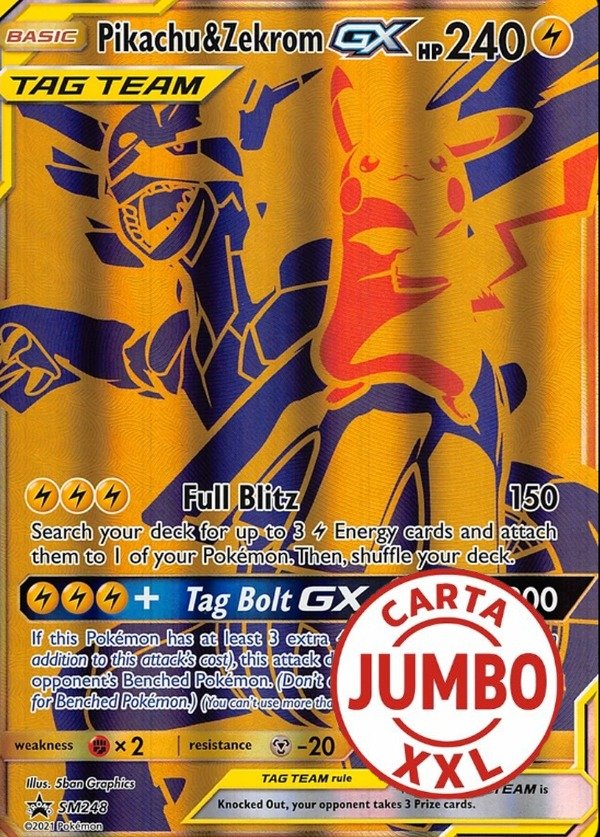Producto - Pikachu and Zekrom GX Tag Team Jumbo Promo SM248 OVERSIZED
