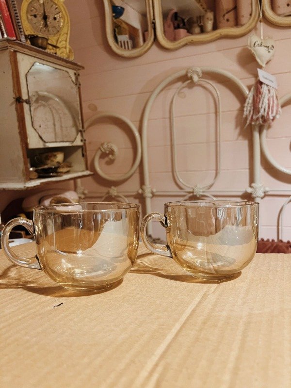 Producto - Taza de vidrio marrón translúcida kit x2