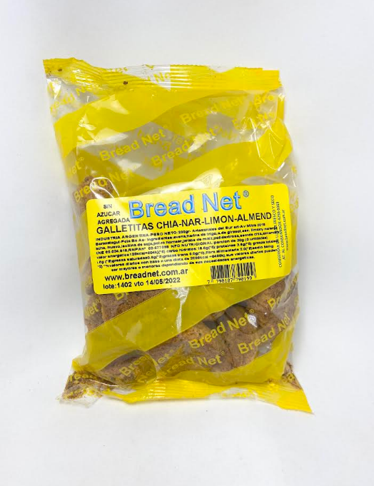 Producto - Galletitas de Chía, Naranja y Limón Bread Net 200gr