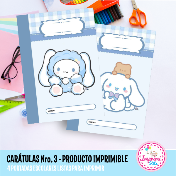 Producto - Carátulas Cinnamoroll Sanrio Imprimibles Carpeta Nro. 3 Separadores Escolares