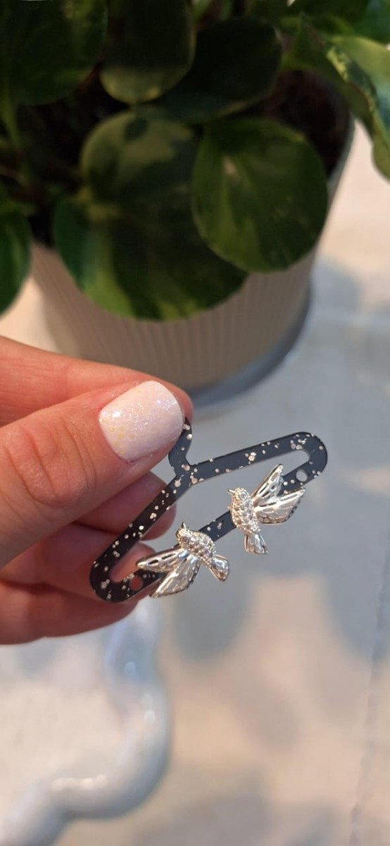 Producto - Aros Plata Pasantes Colibrí