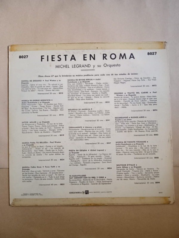 Producto - Fiesta en Roma - Michel Legrand y su orquesta - Columbia sin fechar - 1