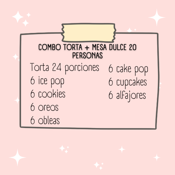 Producto - Combo torta + mesa dulce personalizada 20 personas
