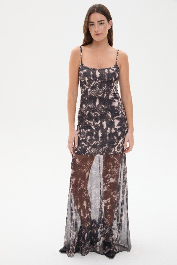 Producto - VESTIDO LARGO ESTAMPADO COMBINADO